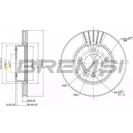 Тормозной диск BREMSI 4HC251L 4302073 DBA258V O9ABR TG изображение 0