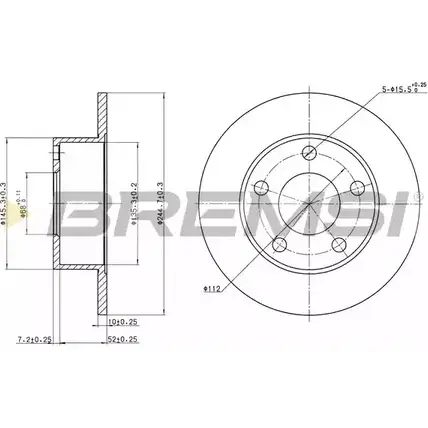 Тормозной диск BREMSI DBA265S TIS 5K ER1RUI6 4302080