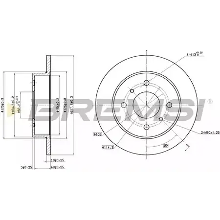 Тормозной диск BREMSI 4302082 1LI TA AJQ3D DBA267S изображение 0