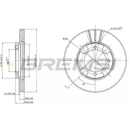Тормозной диск BREMSI 7 OFFV UTZLZL 4302102 DBA293V изображение 0