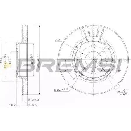 Тормозной диск BREMSI 6IWQ 9B0 EPXOIC DBA328V 4302120