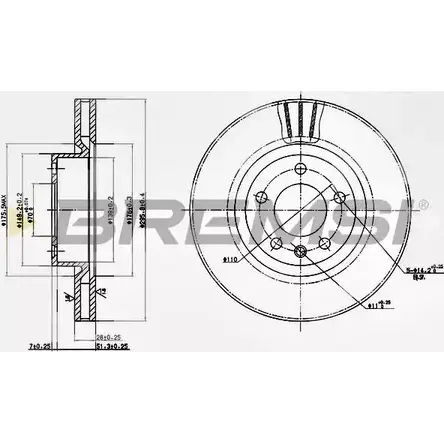 Тормозной диск BREMSI 1GJ6CZ C 6KNVU 4302122 DBA330V изображение 0