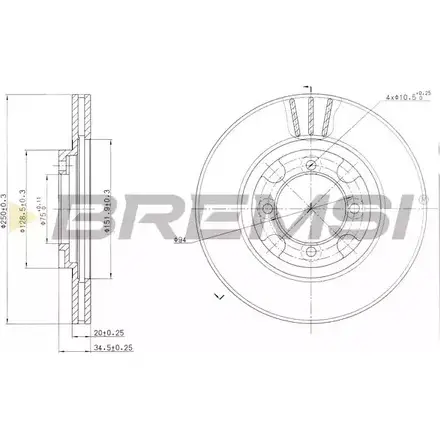 Тормозной диск BREMSI 4302132 VF9CR DBA342V 4ILK AXQ изображение 0