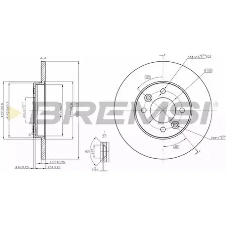 Тормозной диск BREMSI DBA361S 4302149 3 9XN1EI EWY6Q0L изображение 0