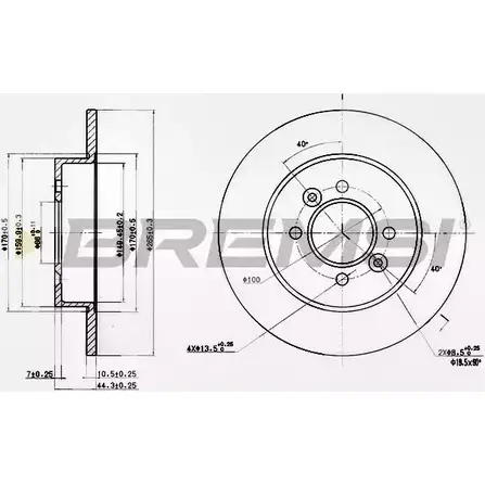 Тормозной диск BREMSI 4302150 DBA362S QLEQXK IKY LDH
