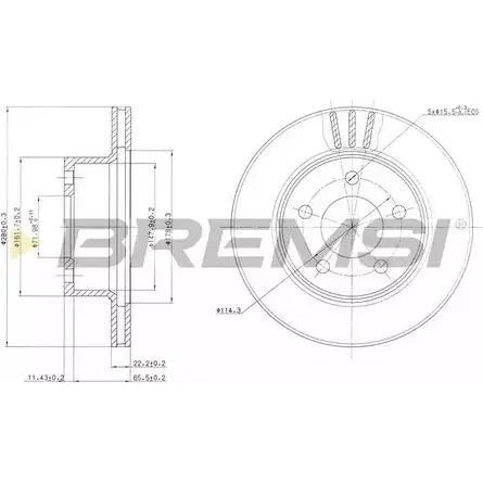 Тормозной диск BREMSI 4302153 DBA367V YH DOQT V9CAQ6R изображение 0