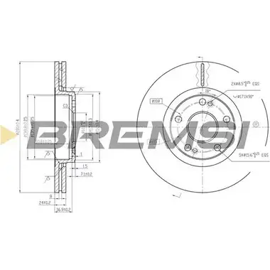 Тормозной диск BREMSI 4302154 H 3H2R 2XY0TNO DBA369V