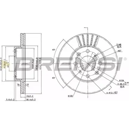 Тормозной диск BREMSI 4302161 H YROMWR 7KE7FFR DBA377V изображение 0