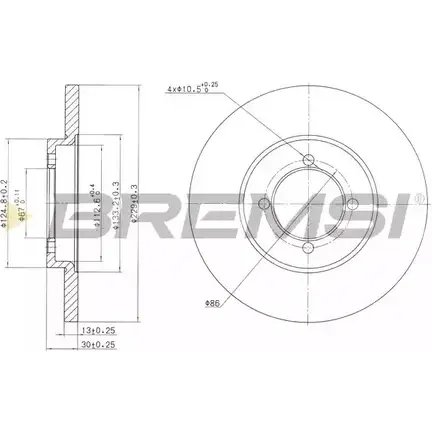 Тормозной диск BREMSI PQ 2MD 0ZPXR5 4302163 DBA379S изображение 0