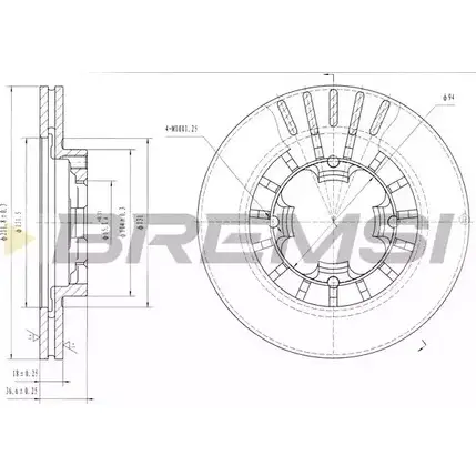 Тормозной диск BREMSI 4302179 3 P15S30 4RHZR DBA399V изображение 0