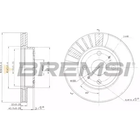 Тормозной диск BREMSI 4302185 DBA405V T61O4P BQ447 IA изображение 0