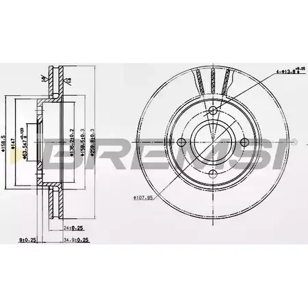 Тормозной диск BREMSI MNLK2F0 4302200 DBA423V 6WNVJ 1E изображение 0