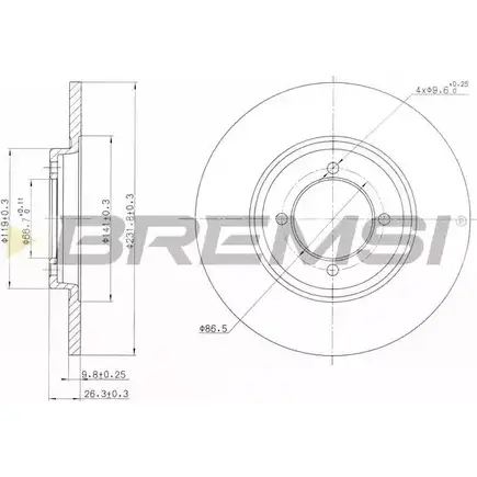 Тормозной диск BREMSI 4302205 5U5K9 DBA428S 1S16 BK1 изображение 0