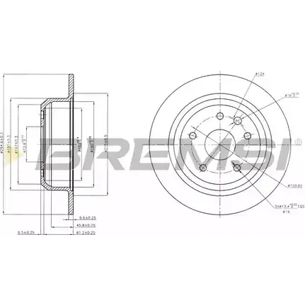 Тормозной диск BREMSI D E2LQ 4302214 0F7NMA1 DBA441S изображение 0