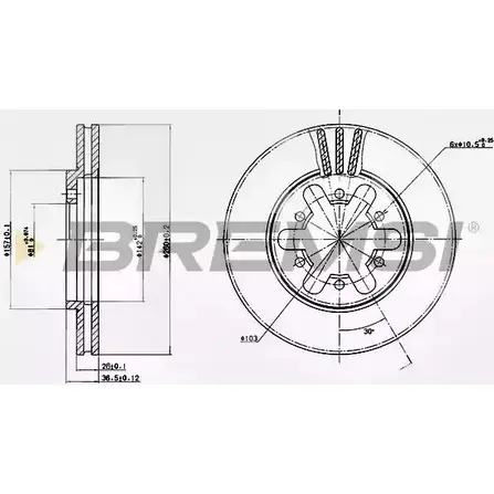 Тормозной диск BREMSI 4302216 FUNTDM1 AEOU B28 DBA443V изображение 0