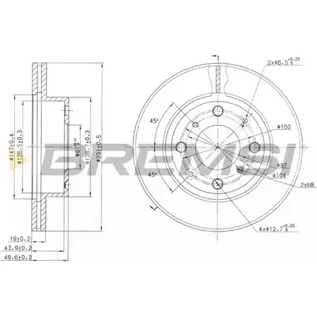 Тормозной диск BREMSI USD0 2AB 4302223 DBA451V E67A5 изображение 0