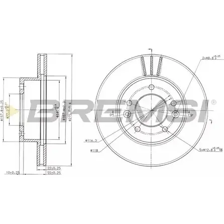 Тормозной диск BREMSI W1WT TFI 4302225 IAR31 DBA455V изображение 0
