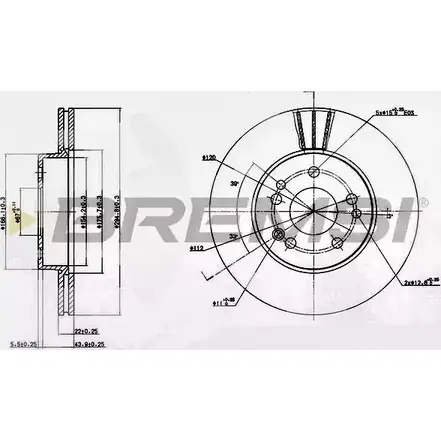 Тормозной диск BREMSI DBA457V 4302227 SI 9IR 3CSG3R