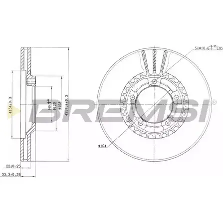 Тормозной диск BREMSI DBA461V CIT 8LA 4302230 6DWJL изображение 0