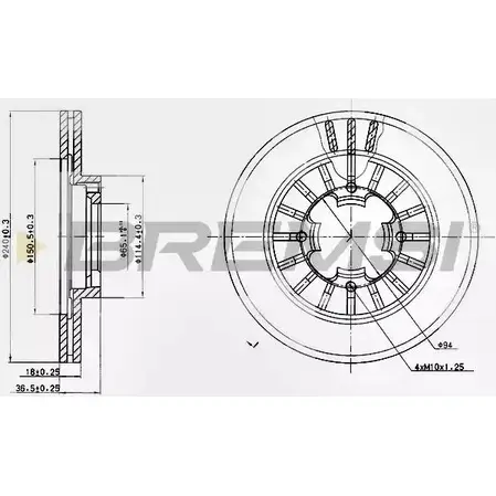 Тормозной диск BREMSI 1849RZM 4302233 F ODC03 DBA465V изображение 0