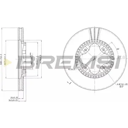 Тормозной диск BREMSI 4VRZ07 DBA494V 4302248 OT IVG7 изображение 0