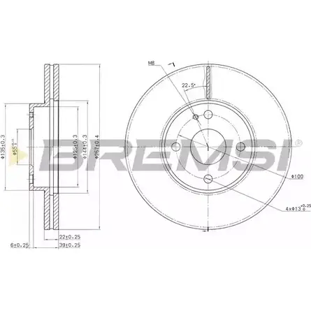 Тормозной диск BREMSI QU5 TU8 ACNTL8N 4302249 DBA495V изображение 0