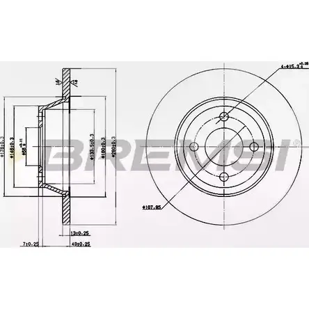 Тормозной диск BREMSI 4302262 DBA518S 6WO LR 7W3FTB изображение 0