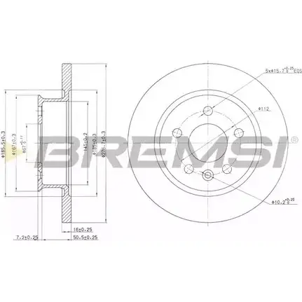 Тормозной диск BREMSI 4302285 8V7ZISA C3X105 D DBA547S изображение 0