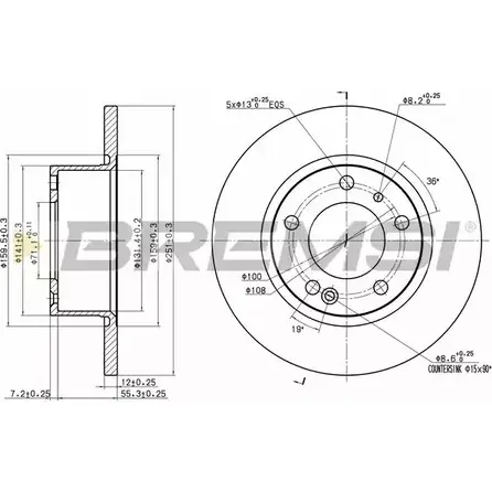 Тормозной диск BREMSI 3N56 7 DCBVJK5 4302291 DBA554S изображение 0