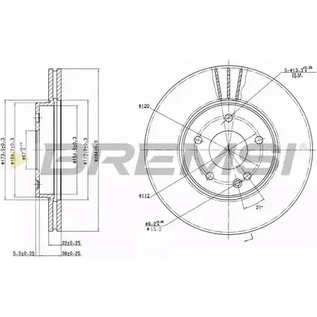 Тормозной диск BREMSI 6V2X4 DBA588V W4PY NZ 4302317 изображение 0