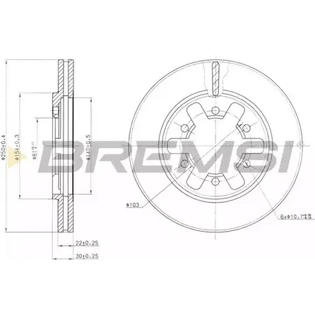 Тормозной диск BREMSI JXCEL 4302345 9M FGYN DBA626V изображение 0