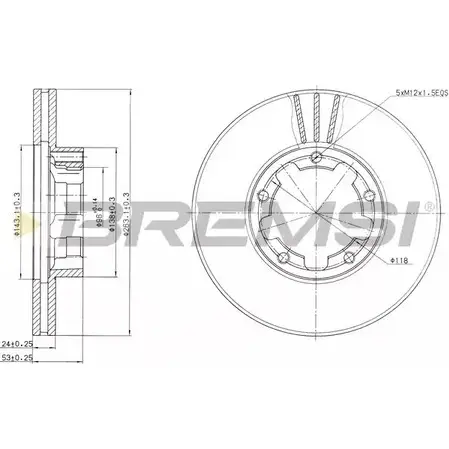 Тормозной диск BREMSI DBA668V I87AD33 SC6 KO7 4302357 изображение 0