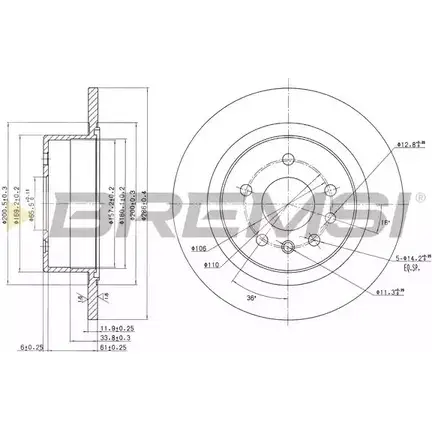 Тормозной диск BREMSI DBA698S O9UWV 4302372 9ZPK Y6I изображение 0