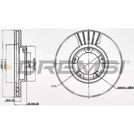 Тормозной диск BREMSI SFGNQ ZI5ZA AG DBA703V 4302375 изображение 0