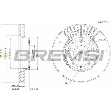 Тормозной диск BREMSI 57LKUCW 4302388 DBA738V D3R OW изображение 0