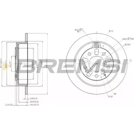Тормозной диск BREMSI 4302389 FR2 7P DBA739S 1HYKT
