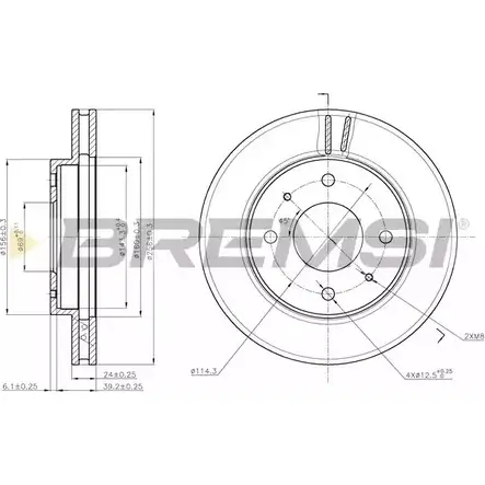 Тормозной диск BREMSI DBA741V EXNDJ 58 XUPJX 4302390 изображение 0