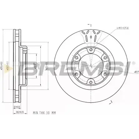 Тормозной диск BREMSI 4302408 G6DTHF 1 SIMP DBA769V изображение 0