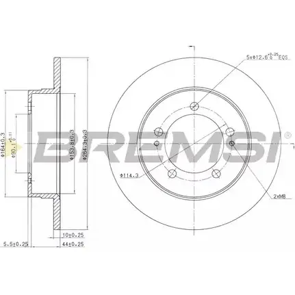 Тормозной диск BREMSI DBA825S 4302442 DGW DL0R SGSC5