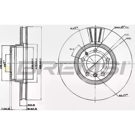 Тормозной диск BREMSI DBA832V 2D70QDW WWKV8 V8 4302448 изображение 0