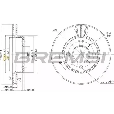 Тормозной диск BREMSI MH1M8E VT TUF DBA866V 4302470 изображение 0