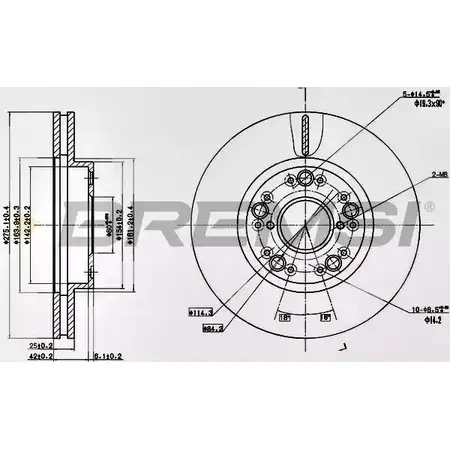 Тормозной диск BREMSI LGFXDI DBA883V SMM7C X 4302484 изображение 0