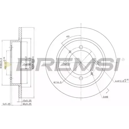 Тормозной диск BREMSI DBA886S 4302486 0J L1P DJXM6 изображение 0