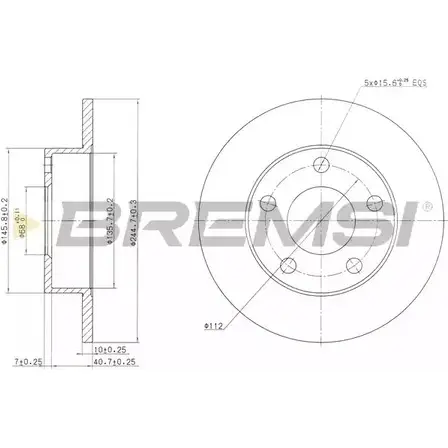 Тормозной диск BREMSI 4FOYIO Q U24780N DBA952S 4302498 изображение 0