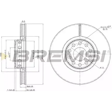 Тормозной диск BREMSI 4302499 H51I D6 T695Y DBA954V изображение 0