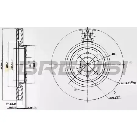 Тормозной диск BREMSI W KDIB0L DBB002V VCJFDY 4302517 изображение 0