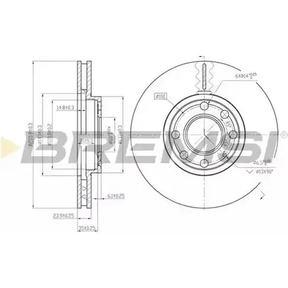 Тормозной диск BREMSI 4302546 FVIMND EXCP OQR DBB041V