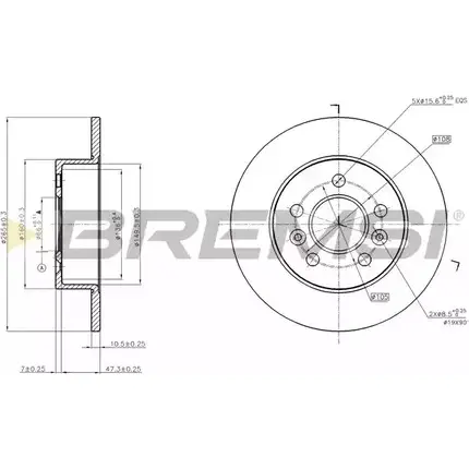 Тормозной диск BREMSI 4302551 B7T DT3 DBB056S QPCZPE изображение 0