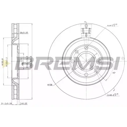 Тормозной диск BREMSI 4302559 3K8XG DBB065V 5L1 PF изображение 0