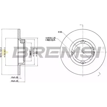 Тормозной диск BREMSI A372N5 EIEVQ 34 4302582 DBB098S изображение 0